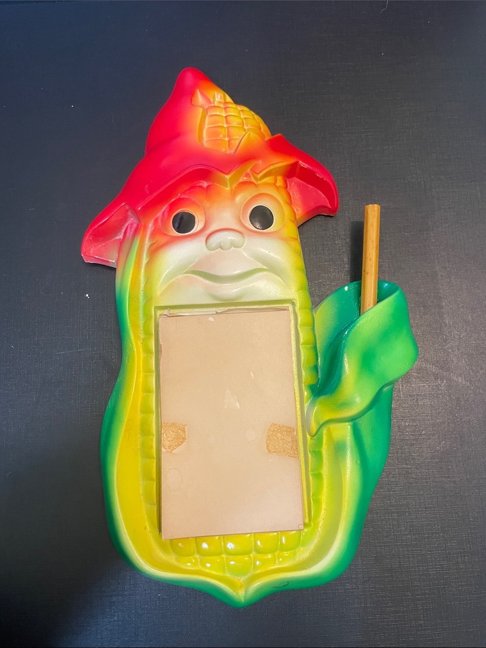 Vintage Miller Studio Chalkware Corn Cob Notepad Holder Anthropomorphic